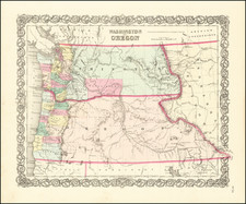 Idaho, Oregon and Washington Map By Joseph Hutchins Colton