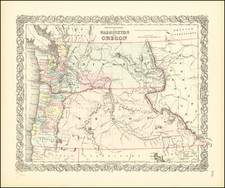 Idaho, Oregon and Washington Map By Joseph Hutchins Colton