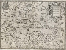 South, Southeast, Caribbean and South America Map By Theodor De Bry / Girolamo Benzoni