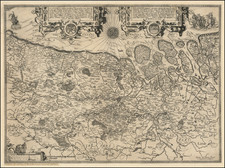 Netherlands and Belgium Map By Arnold Van Langren / Henricus Van Langren / David De Meyne