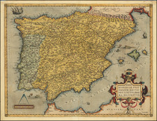 Spain and Portugal Map By Abraham Ortelius