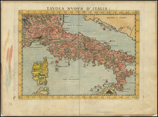 Italy Map By Girolamo Ruscelli