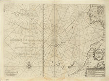 Atlantic Ocean, Spain, Portugal, North Africa and Azores Map By Willem Janszoon Blaeu