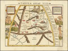 Tabula Asiae VIII [India & Central Asia with Monsters and Anthropomorphs] By Sebastian Munster