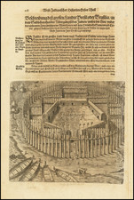 (Hans Staden in Brazil - A Native Brazilian Fortress) Beschreibung des grossen Landst Bresil oder Brasilia. . . By Theodor De Bry