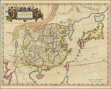 China and Korea Map By Johannes Blaeu