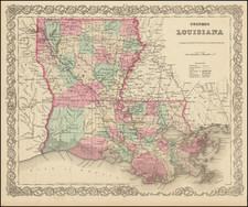 Louisiana Map By Joseph Hutchins Colton