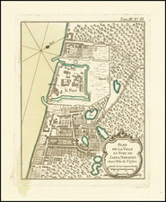 Plan De La Ville Et Fort De Jaffa Nepatan dans l'Isle de Ceylan By Jacques Nicolas Bellin