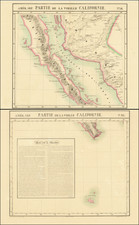 Mexico and Baja California Map By Philippe Marie Vandermaelen