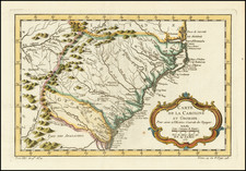 Southeast, Georgia, North Carolina and South Carolina Map By Jacques Nicolas Bellin