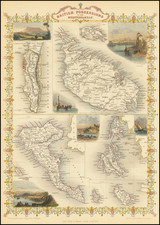 Mediterranean, Malta and Greece Map By John Tallis