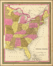 United States Map By Samuel Augustus Mitchell