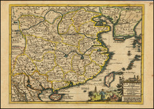 China and Korea Map By Pieter van der Aa