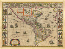North America, South America and America Map By Willem Janszoon Blaeu
