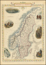 Scandinavia, Sweden and Norway Map By John Tallis