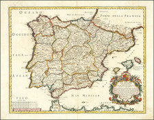 Spain and Portugal Map By Giacomo Giovanni Rossi - Giacomo Cantelli da Vignola