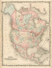 North America Map By Benjamin P Ward  &  Alvin Jewett Johnson