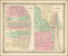 Missouri and Chicago Map By Joseph Hutchins Colton