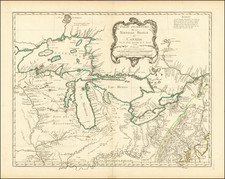 Kentucky, Midwest, Illinois, Indiana, Ohio, Michigan, Wisconsin, Canada and Western Canada Map By Jacques Nicolas Bellin