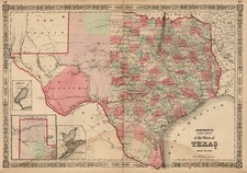 Texas Map By Benjamin P Ward  &  Alvin Jewett Johnson