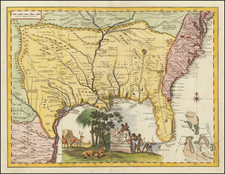 Florida, South, Southeast and Texas Map By Giambattista Albrizzi