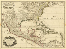 Carte Du Mexique et de la Floride des Terres Angloises et des Isles Antilles du Cours et des Environs de la Riviere Mississipi . . . 1703    By Guillaume De L'Isle / Philippe Buache