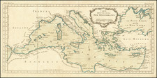 Mediterranean Map By Jacques Nicolas Bellin