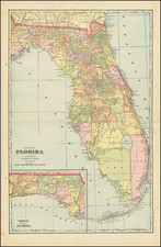 Florida Map By George F. Cram