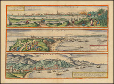 Sevilla, Hispalis ... [on sheet with] Cadiz [and] Malaga By Georg Braun  &  Frans Hogenberg