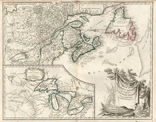 New England, Midwest and Canada Map By Didier Robert de Vaugondy