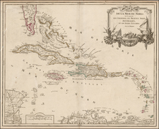 Southeast and Caribbean Map By Didier Robert de Vaugondy