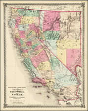 Nevada and California Map By H.H. Lloyd