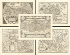 World, Europe, Asia, Africa and America Map By Abraham Ortelius