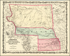 Plains, Kansas, Nebraska, North Dakota, South Dakota, Colorado, Colorado, Montana and Wyoming Map By Alvin Jewett Johnson  &  Ross C. Browning