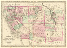 Southwest, Arizona, Colorado, Utah, Nevada, New Mexico, Colorado, Utah and California Map By Alvin Jewett Johnson