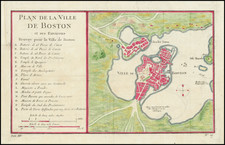 Massachusetts and Boston Map By Jacques Nicolas Bellin