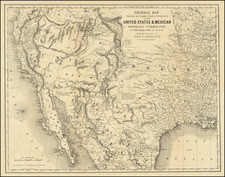 Texas, Southwest, Rocky Mountains, Mexico and California Map By John Bartlett