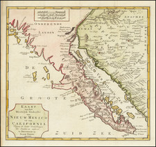 Arizona, Mexico, Baja California and California Map By Isaak Tirion