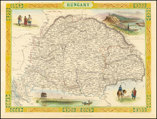 Hungary, Romania and Balkans Map By John Tallis