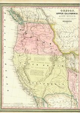 Southwest, Rocky Mountains and California Map By Samuel Augustus Mitchell