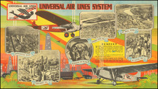 Kentucky, Midwest, Illinois, Indiana, Ohio, Michigan, Minnesota, Wisconsin and Nebraska Map By Universal Air Line Systems