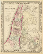 Holy Land Map By Samuel Augustus Mitchell Jr.