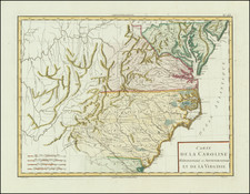 South, Southeast, Virginia, North Carolina and South Carolina Map By Pierre Antoine Tardieu