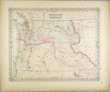 Idaho, Oregon and Washington Map By Joseph Hutchins Colton