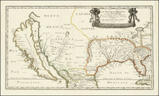 Florida, Southeast, Texas, Midwest, Southwest, California and California as an Island Map By Nicolas Sanson