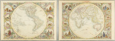 World, Eastern Hemisphere and Western Hemisphere Map By John Tallis