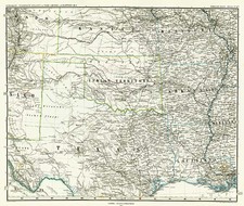 South, Texas, Plains and Southwest Map By Adolf Stieler