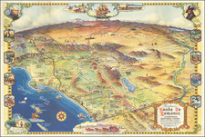 Pictorial Maps, California, Los Angeles and San Diego Map By Claude Putnam / Karl F. Brown