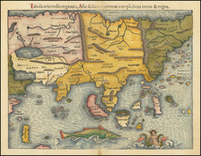 Tabula orientalis regionis, Asiae scilicet extremas complectens rerras & regna (1st Printed Map of Asia) By Sebastian Munster