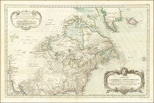 United States, Midwest, Plains, Southwest, Rocky Mountains and North America Map By Jacques Nicolas Bellin